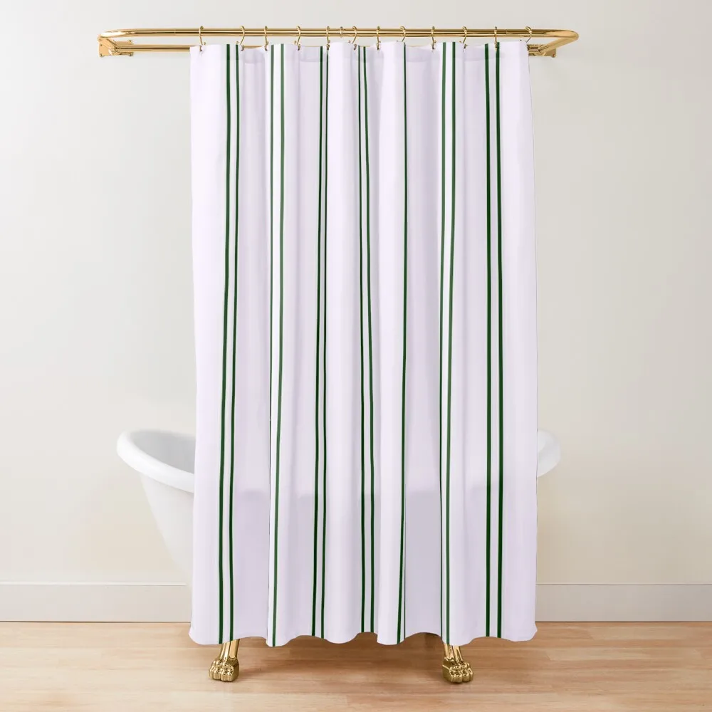 Green and White Thin Stripes Shower Curtain Bathtub Anime Bathroom For Bathrooms Curtain