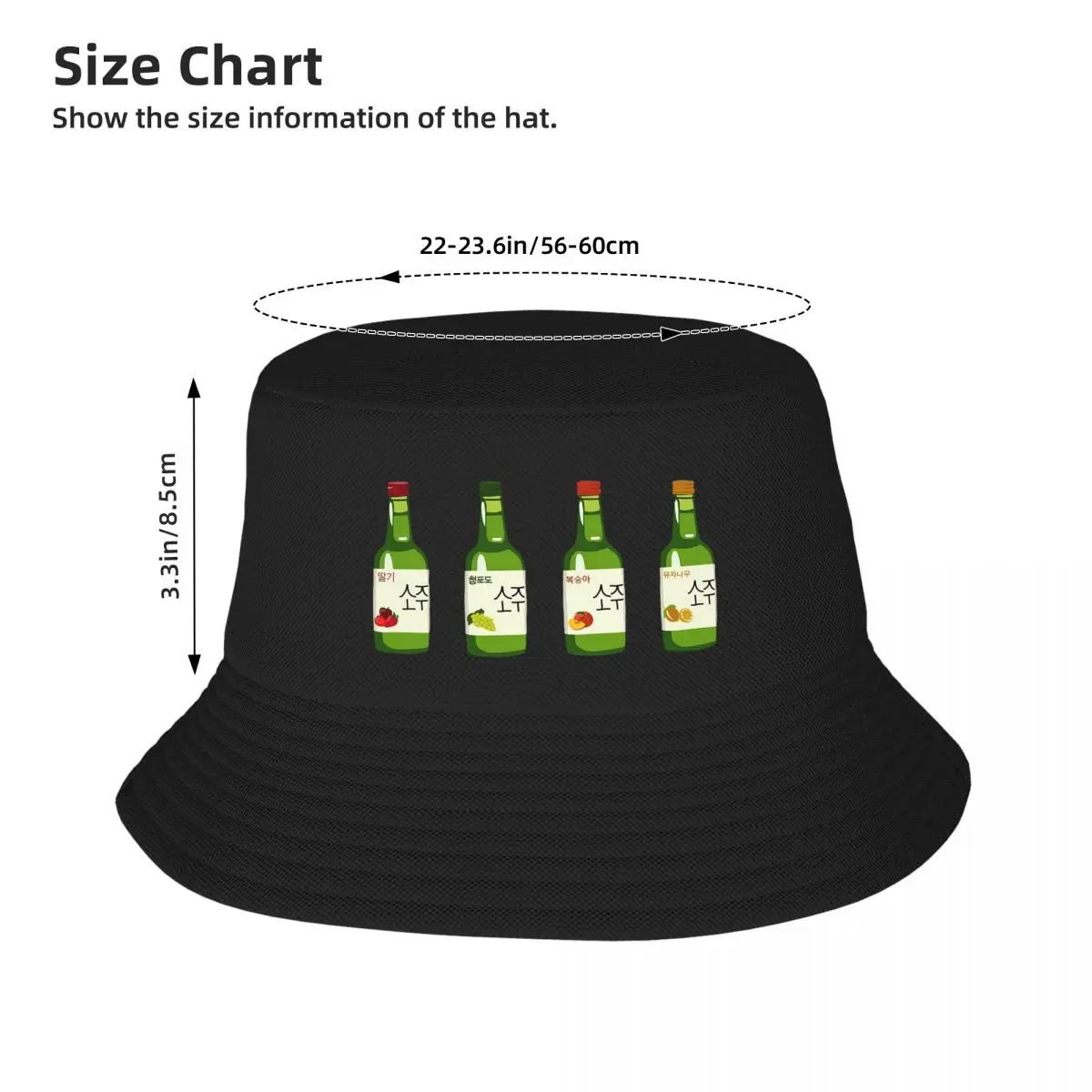 Korean Soju Collection Bucket Hats Panama For Man Woman Bob Hats Outdoor Fisherman Hats Summer Beach Fishing Unisex Caps