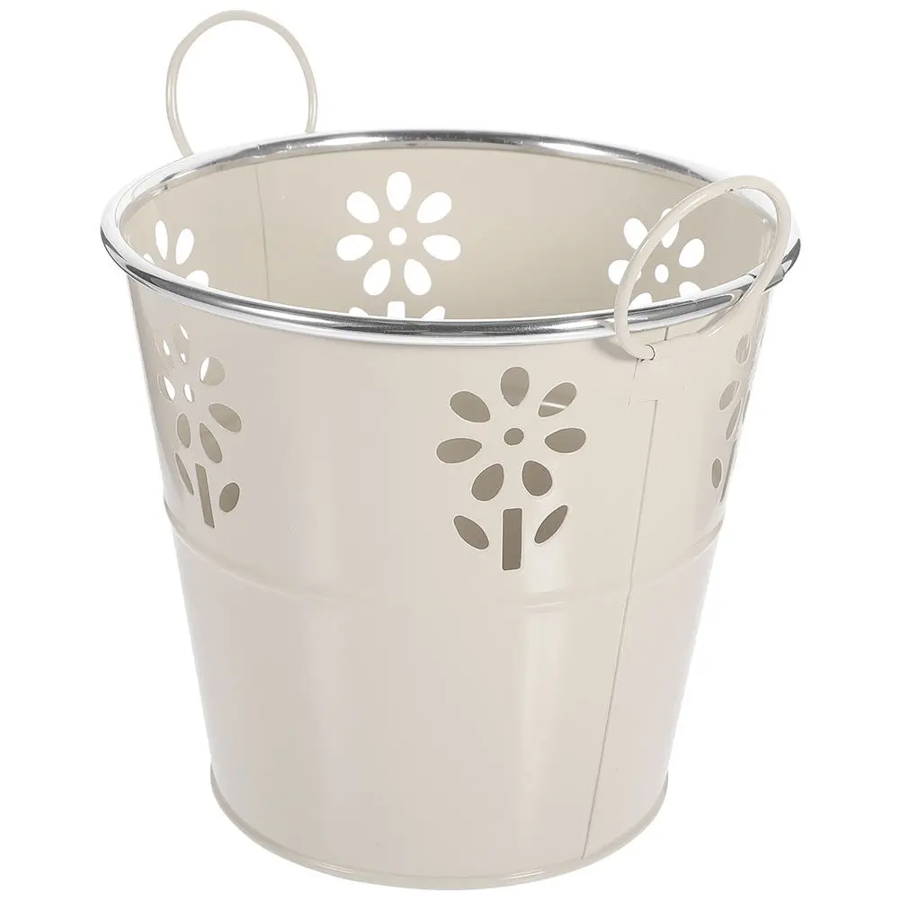 Delicate Hollow Pattern Flower Bucket Retro Iron Planter Artistic Flower Pot Decoration Home Office Balcony Floral Arrangement