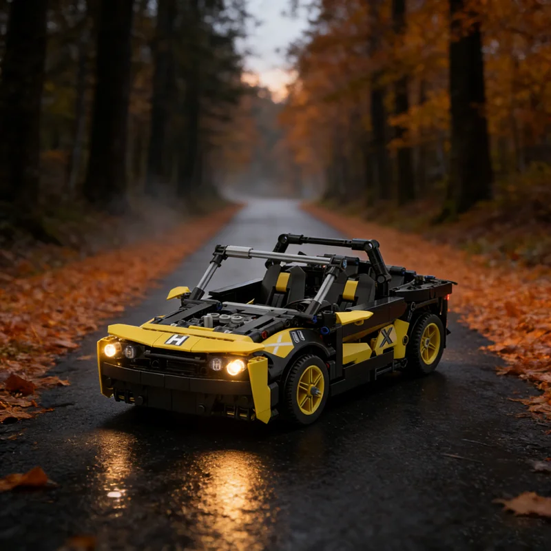 

666pcs MOC VW Golf Cabriolet FWD Yellow Technical Model Building Blocks Architecture Christmas Gifts Toy Creative Idea Education