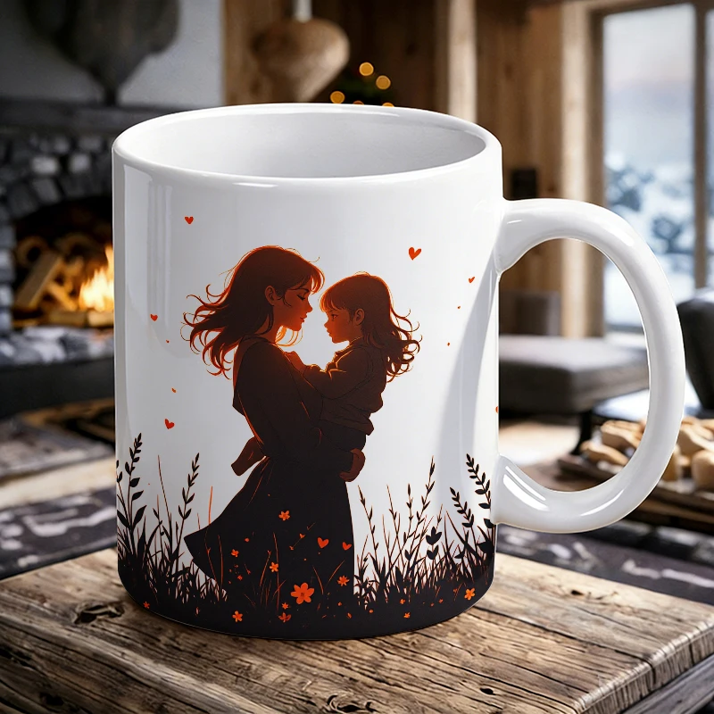 

Cup & Mug Set, Mom Holding Baby Silhouette Ceramic Mug, Coffee Cup, Milk Cup, Office Tea Cup, Drinking Cup, Gift for Friends