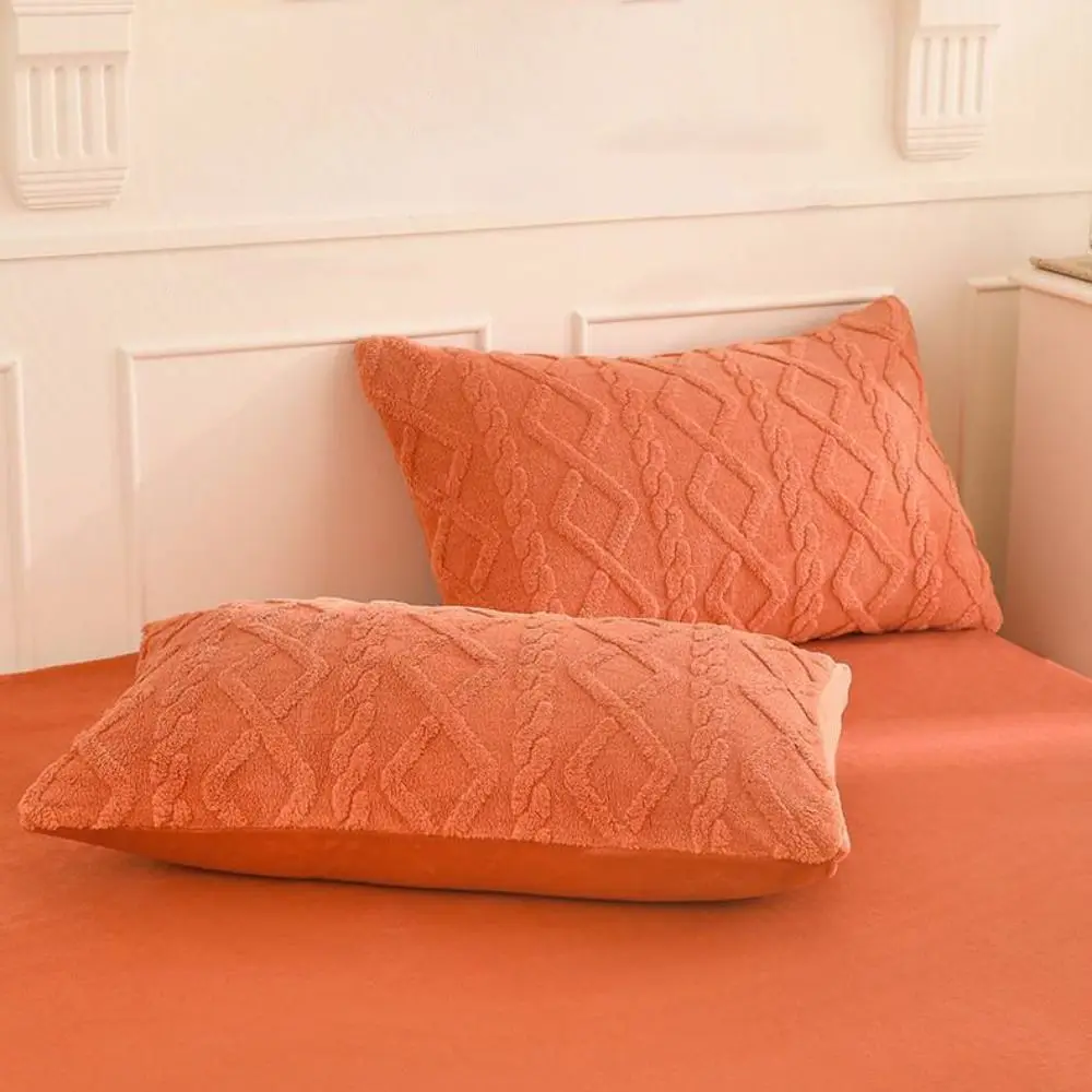 

2pcs Household Solid Color Milk Fleece Pillows Cover Rectangle Skin-friendly Pillowcase Soft Warm Pillowslip girl