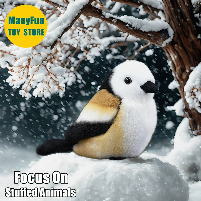 

Lifelike Long-tailed Tit Plush Toy, Silver-throated Tit Stuffed Animal, Realistic Northern Titmouse Plushie