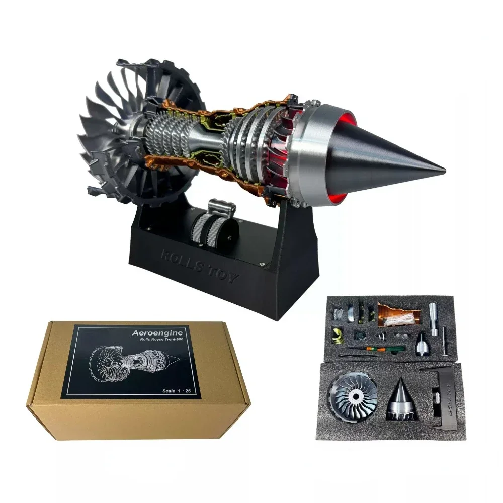 TR 900 1/25 Aircraft Turbofan Engine Electric Simulation Jet Turbojet Engine Assembly DIY Model Kit Toy Ornaments Gift