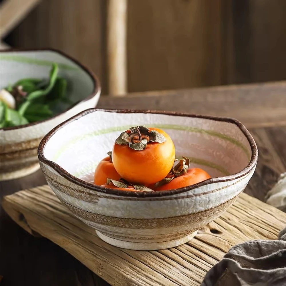 Individual Japanese-style Tableware. Soup, Rice Bowls, Irregular Household and Commercial Ceramic Salad, Special Large Bowl