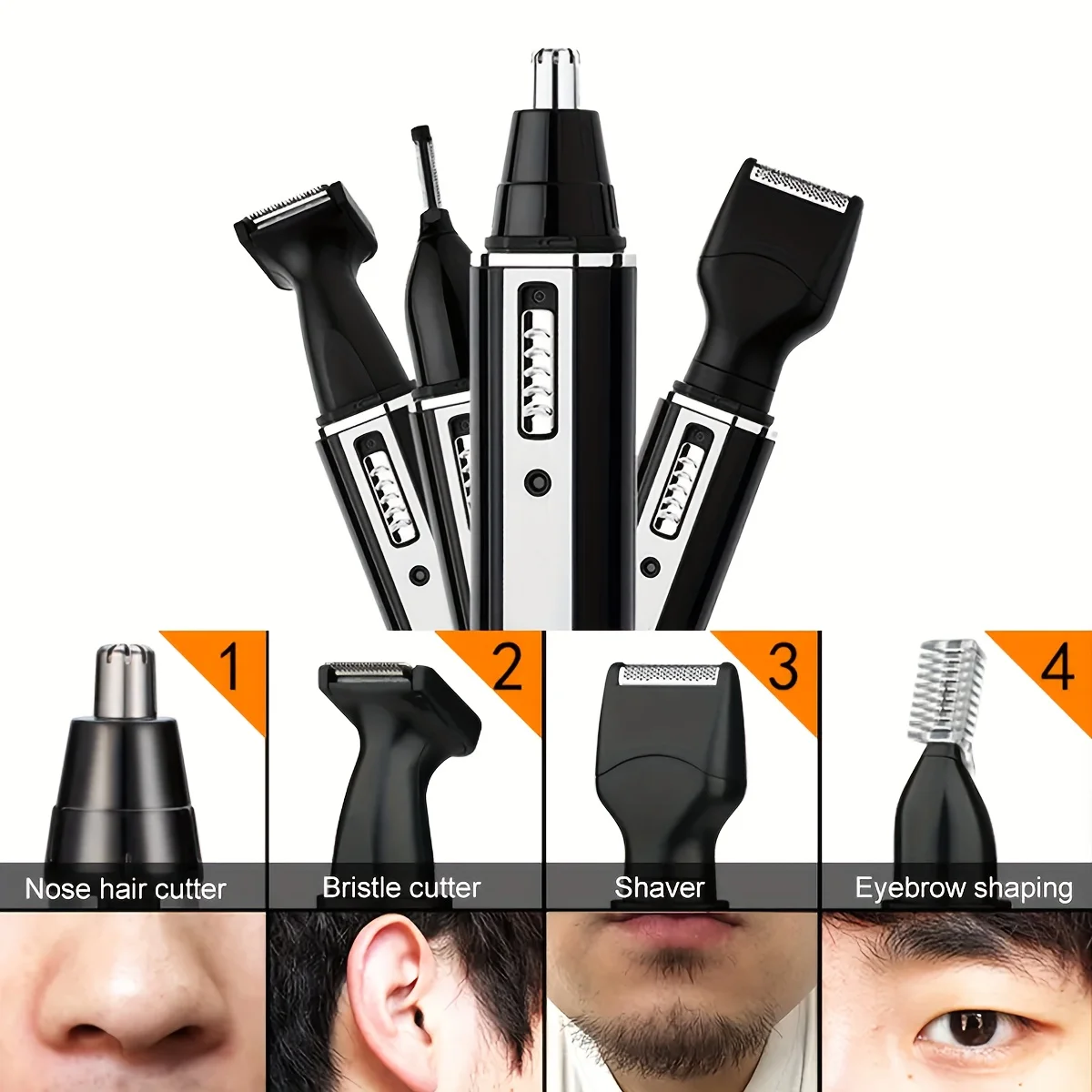 4 In 1 Rechargeable Men's Electric Nose Beard Eyebrows Hair Trimmer Painless Women Trimming Eyebrows Beard Hair Clipper Gift