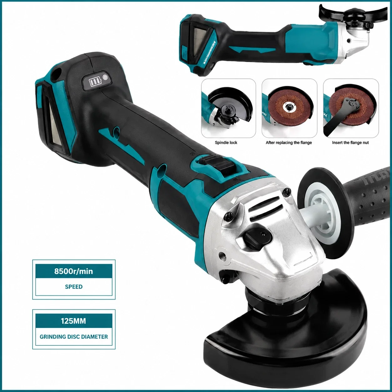 125MM Angle Grinder Polishing Cutting Machine Cordless Angle Grinder Tool Cutting Circular Saw Power Tool For Makita 18V Battery