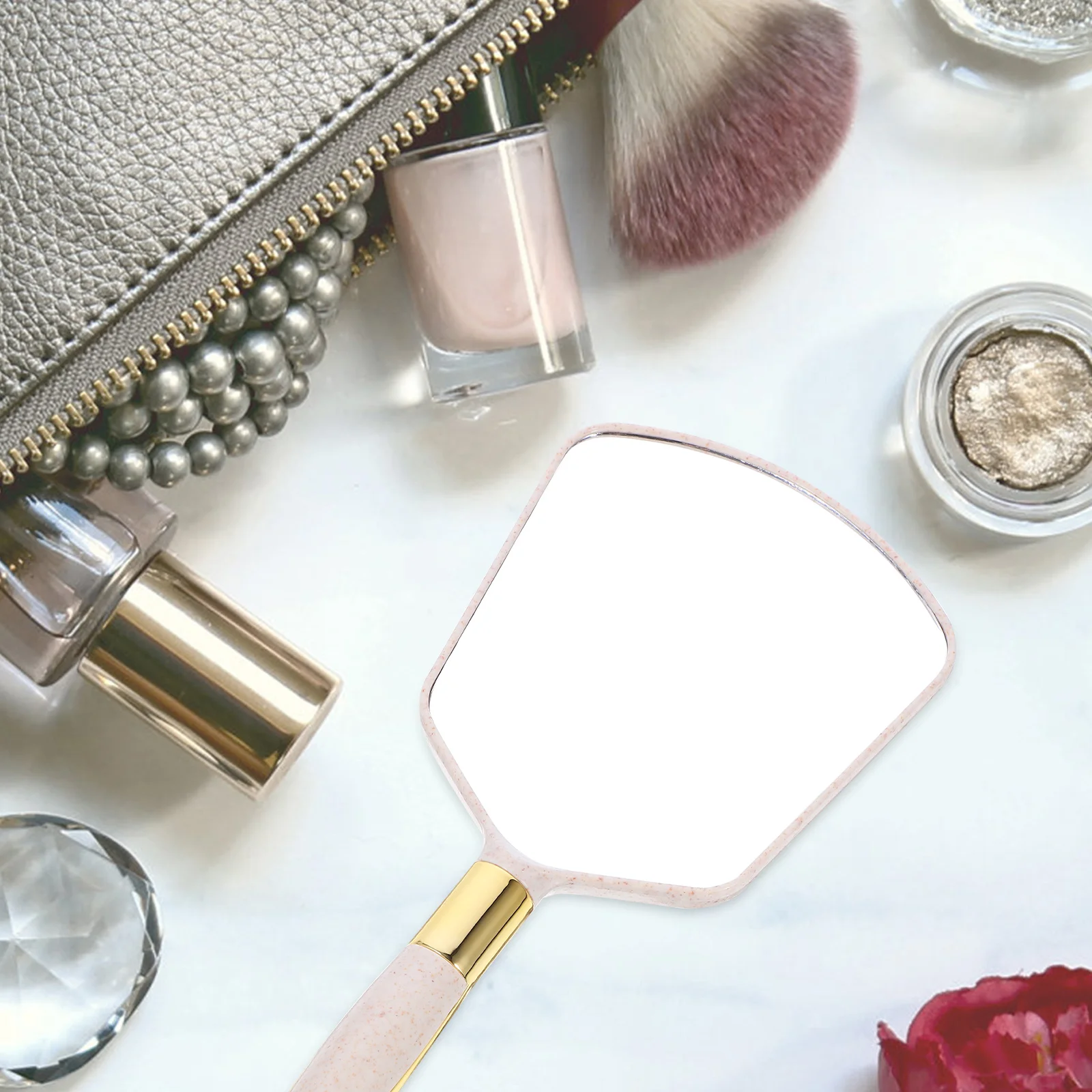 거울 베이지색 사각형 강력한 ABS 및 유리 경량 투명 반사 매끄러운 마감 가정용 욕실 화장대