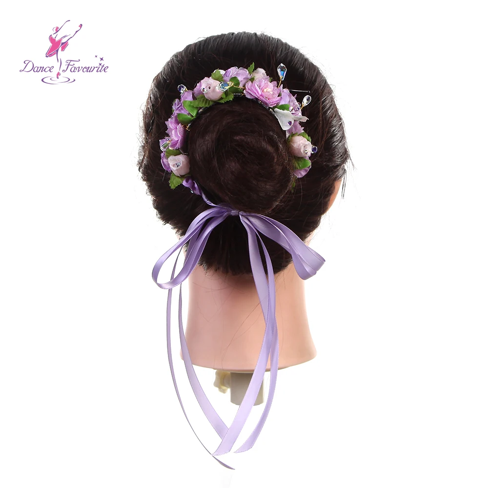 HB077 Purple & Pink Ballet Headdress Hair Accessories Girls Ballerina Headwear La Fille Mal Ggardee Viriation Headpiece