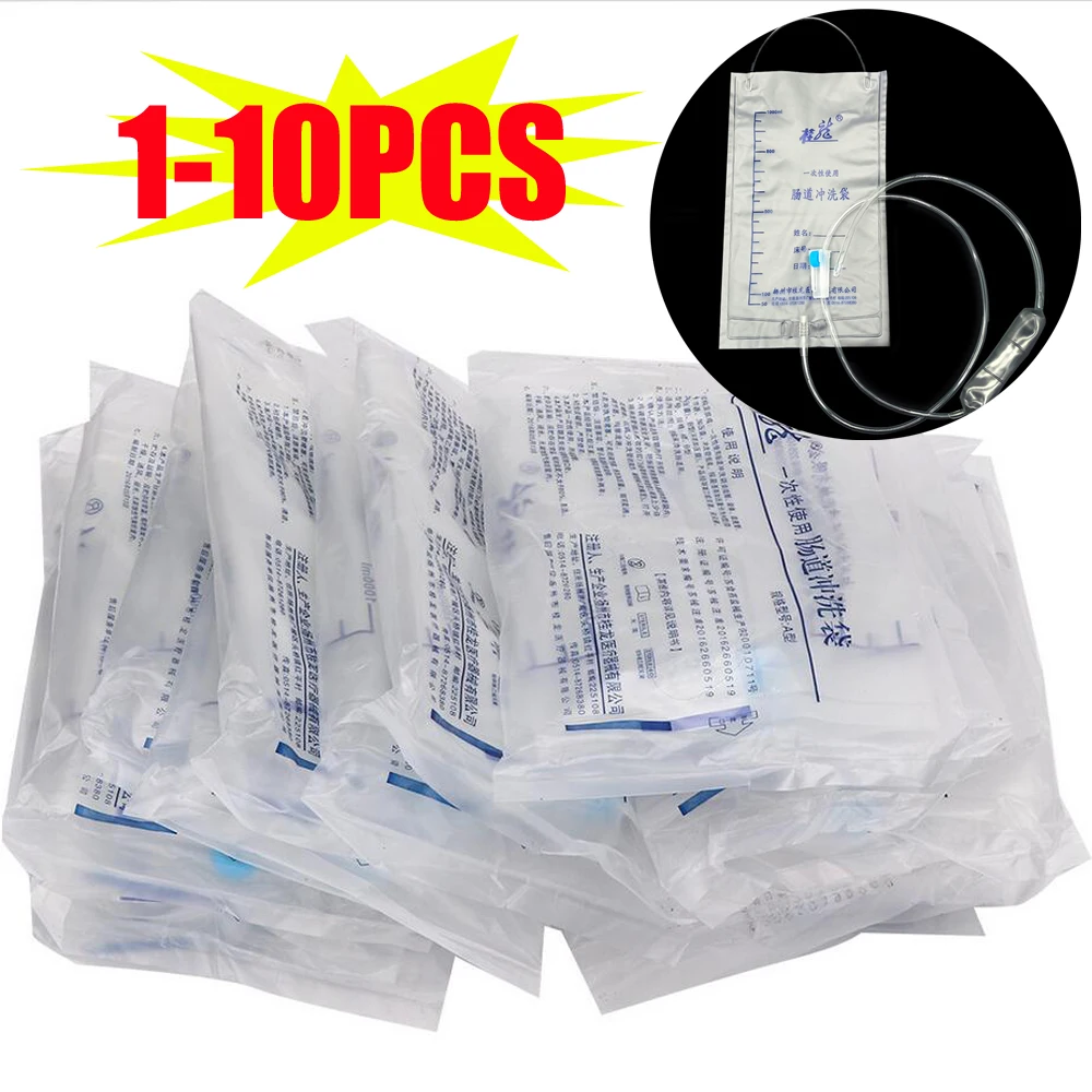Multifunction Medical Intestine Cleaning Enema Bag 1000ML Flusher for Constipation Anal & Vagina Wash - 1/2/3/4/5/10 Pack Option