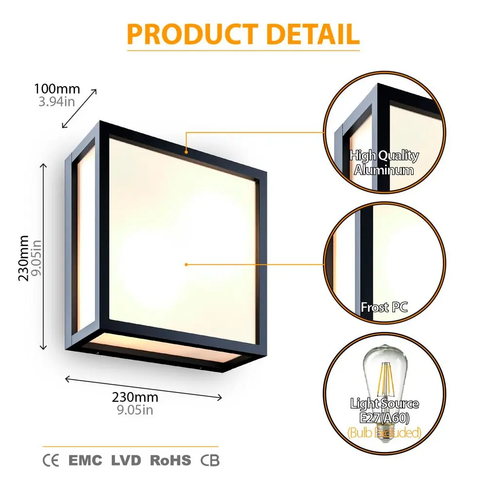 Picture 3: Outdoor Wall Lantern,IP54 Waterproof Outdoor Wall Lights,Modern Outside Wall Sconce,Aluminum Exterior Light Fixture for Front D