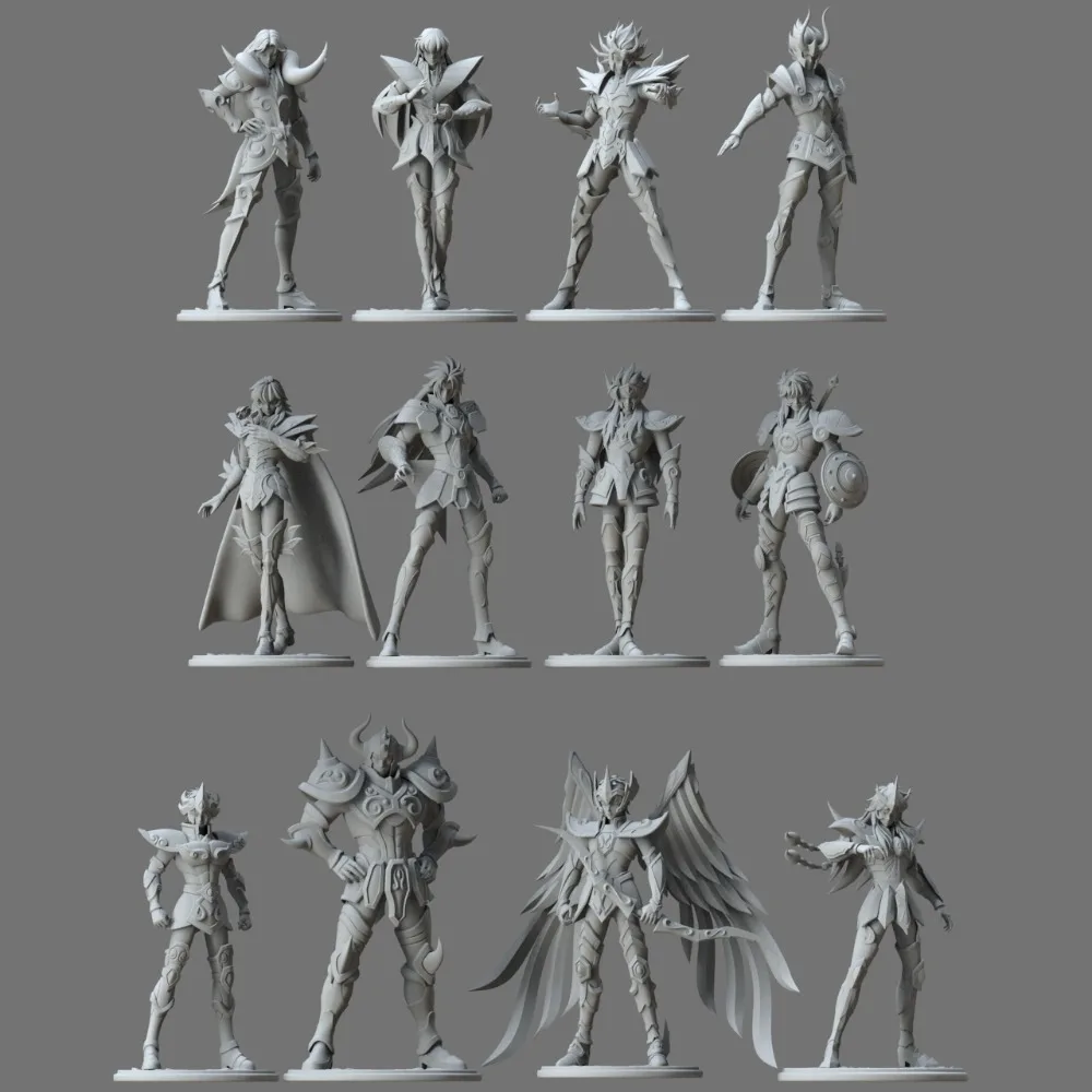 90mm Saint Twelve Constellations The Zodiac Armored Warrior Mini Resin Models Ornaments DIY Coloring Figurines 3D Printed Models