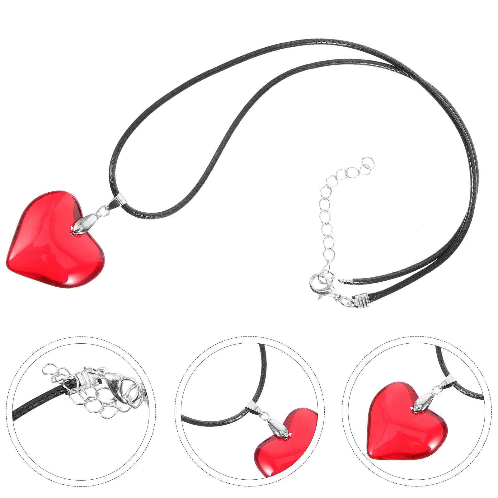 

Heart Pendant Necklace Cowhide Rope Simple Chic Jewelry for Women Daily Leisure Casual Wear Heart Shaped Necklace