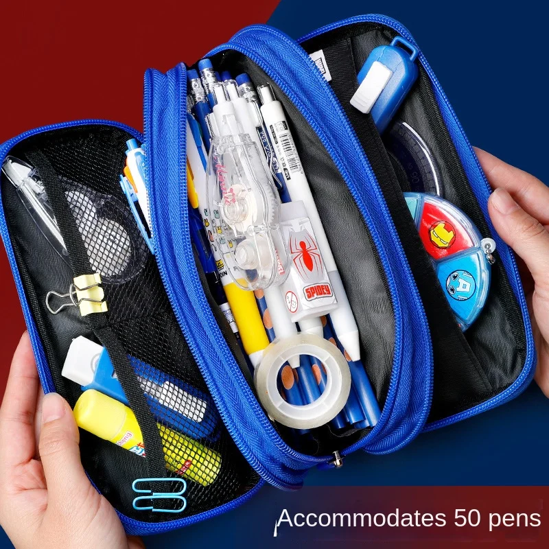 حقيبة أقلام ديزني سبايدرمان بانثر كابتن أمريكا ثلاثية الطبقات ذات سعة كبيرة للطلاب حقيبة تخزين اللوازم المدرسية