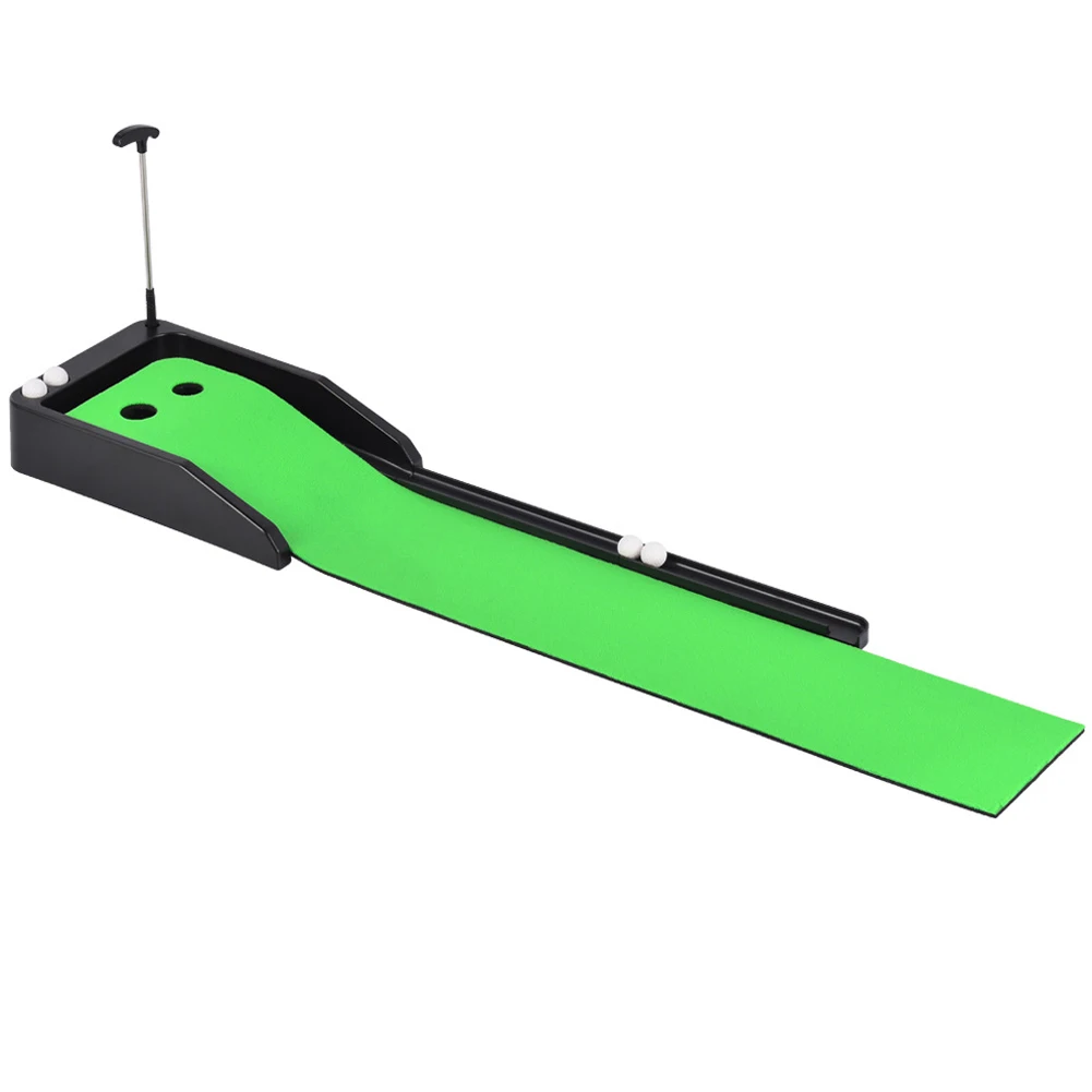 

Putting Green Indoor Set Golf Putting Training Mat Wrinkle-Resistant Golf Desktop Putting Practice Set with Ball Return/2 Holes