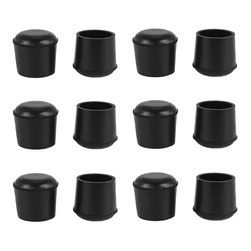 Rubber Furniture Crutch Feet Stool Chair Leg Tip Pad 12Pcs Black