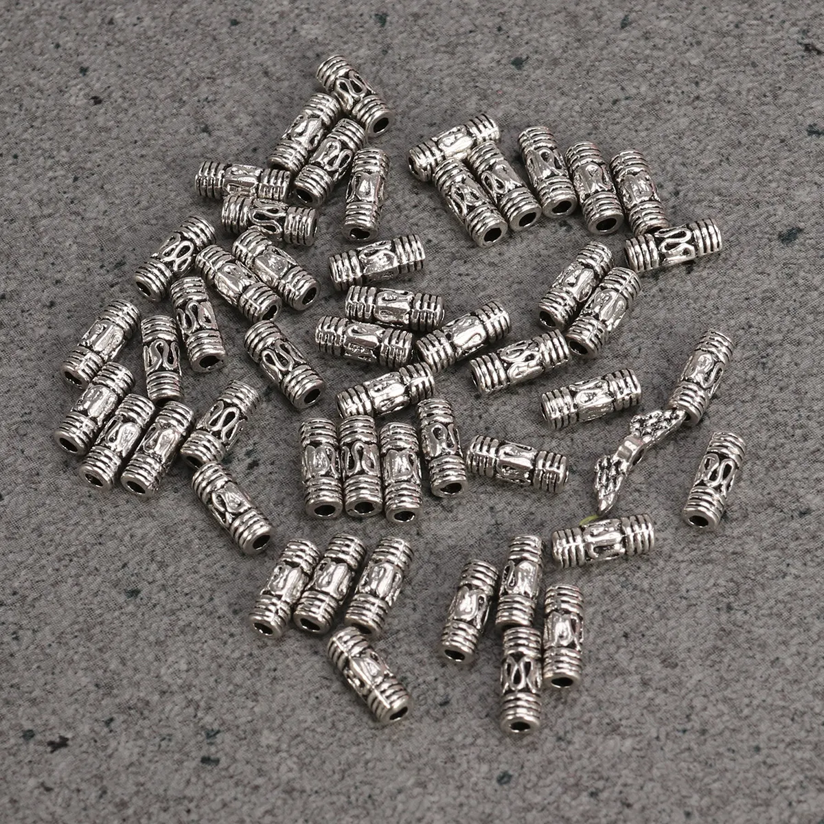 

50 шт. тибетских серебряных бусин-разделителей из сплава, 8x3,3 мм, в форме колонны, для изготовления ювелирных изделий, фурнитура для рукоделия, серебряные бусины, аксессуары для рукоделия