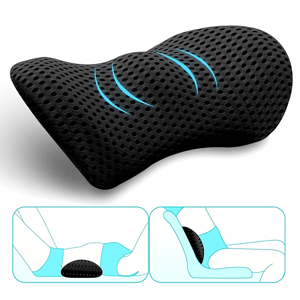 1 Stück Memory-Schaum-Lendenkissen für Bürostuhl und Autositze, ergonomisches Kissen zur Linderung von Rückenschmerzen beim Sitzen, Autofahren und auf Reisen