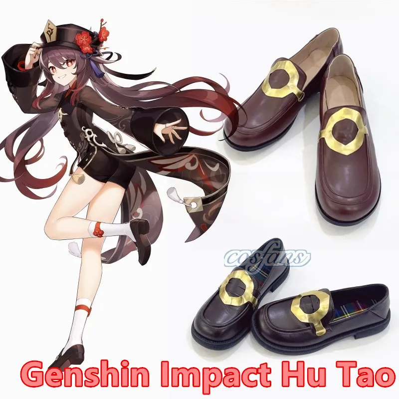 

Genshin Impact Hu Tao Cosplay Shoes Anime Chinese Style Halloween for Women Game Role Playing Props