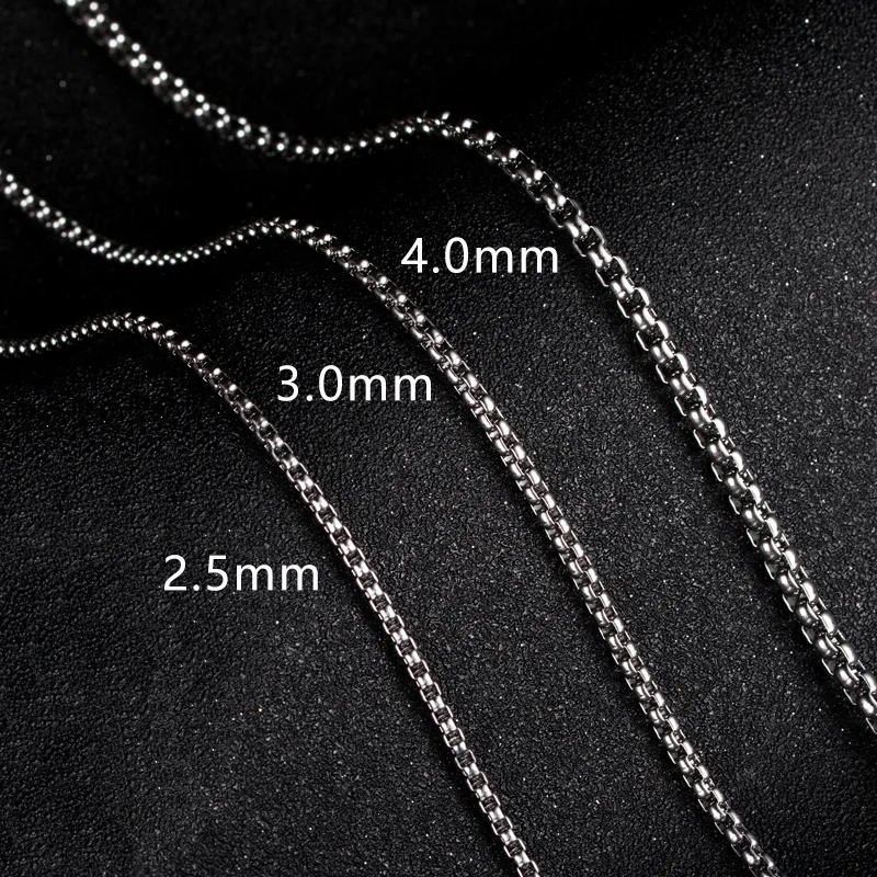 الفولاذ المقاوم للصدأ مربع رولو سلسلة قلادة للنساء 2/3/4/5 مللي متر صندوق دائري المختنق قلادة الرجال خاتم هدايا مجوهرات أنيقة