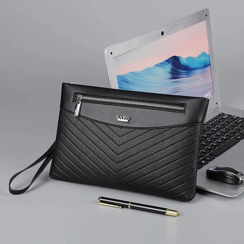 Men's Fashionable Casual Clutch Bag PU Material Ultra-light Solid Color Daily MatchUrban Minimalist