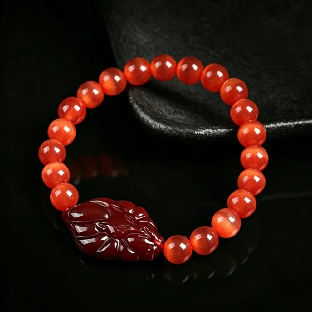 Natural Real Jade Fox Carved Bracelet Agate Bangle Luxury Gemstone Amulet Talisman Charm Accessories Jewelry Gifts for Women view 4