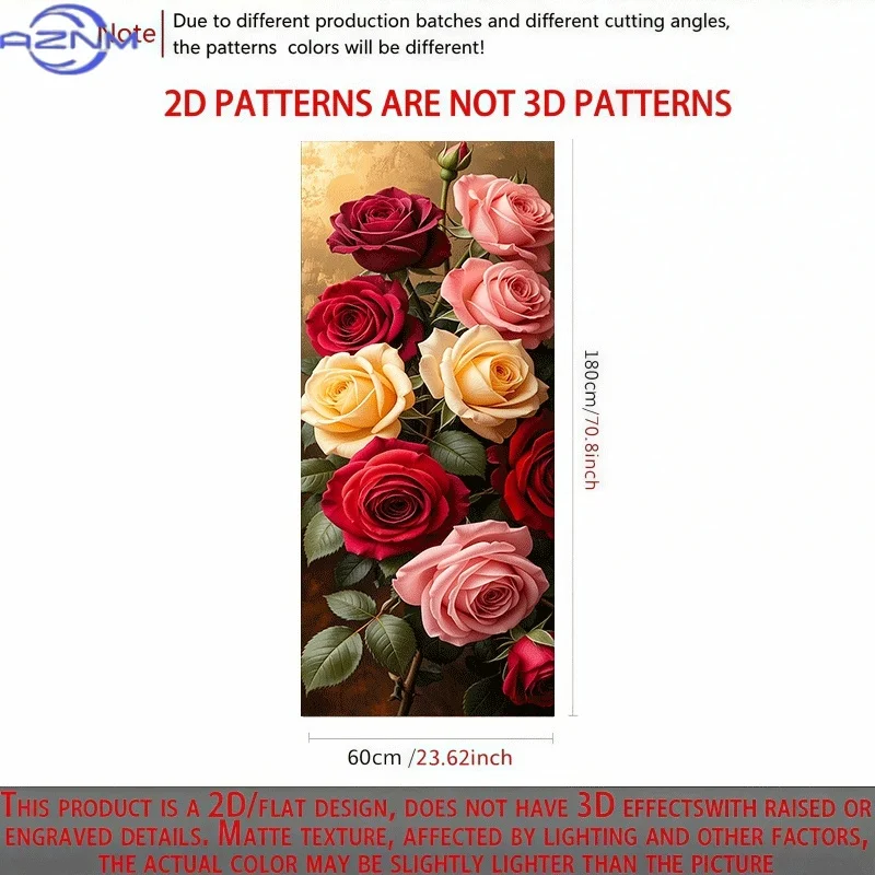 1pc Seven Color Rose Competition Theme Design Wall Stickers Self-Adhesive Wallpaper Suitable for Cabinets And Wardrobes, Moder