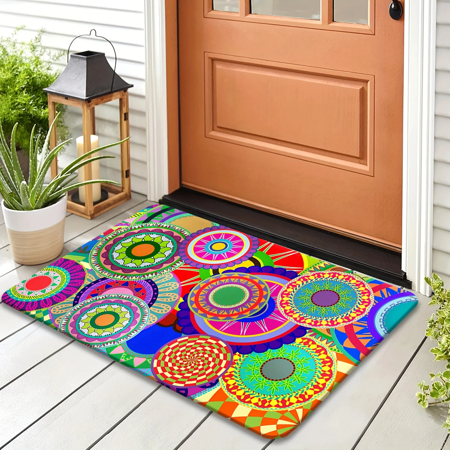 Blue and White Porcelain Doormat Vintage Bird Floral Rug Classic European Style for Dining Room