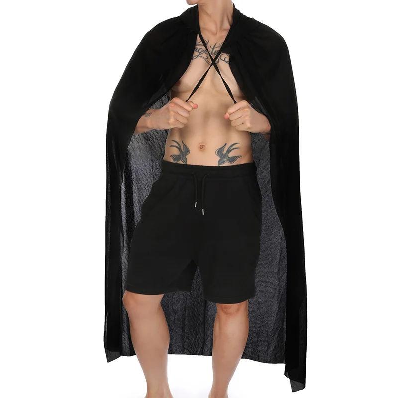 Costumes d'Halloween Sexy pour Femme et Homme, Cape à Capuche, Transparente, Col Montant 7.0, Sexe, Spectacle sur Scène