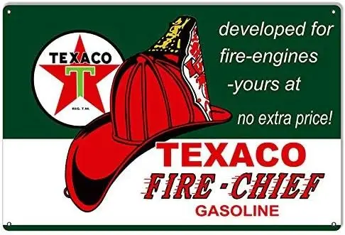 Retro Vintage Developed for Engines Texaco Fire Chief Motor Oil Metal Tin Sign Home Bar Cafe Retaurant Wall Decor Signs 12x8inch