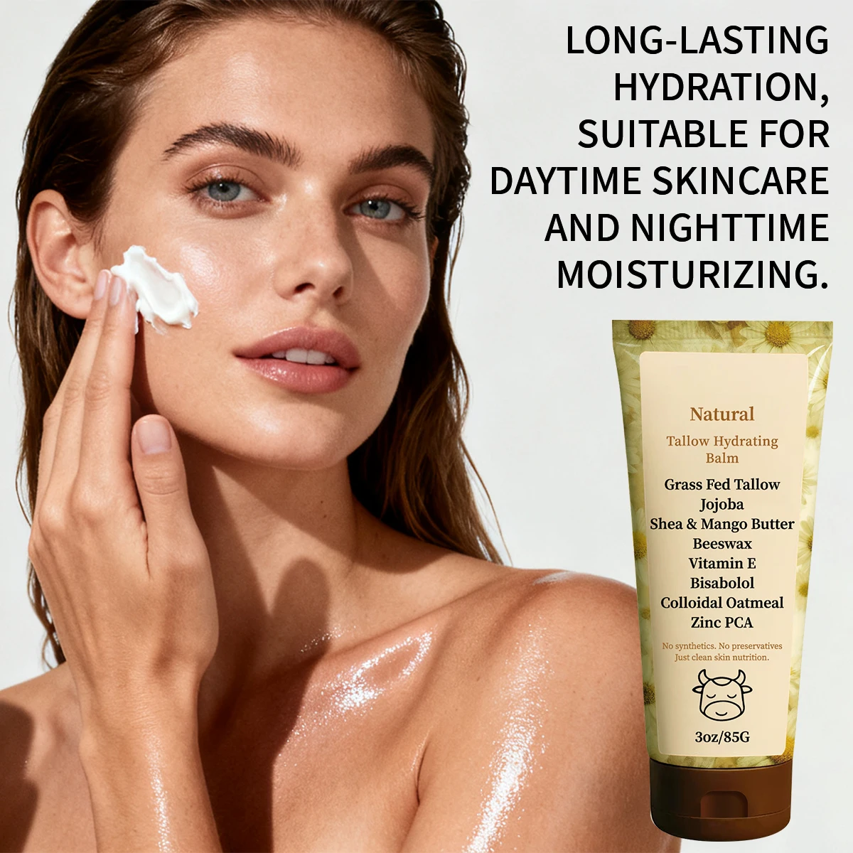 La crema para el cuidado de la piel con grasa de carne alimentada por hierba contiene grasa de carne y manteca de karité, que puede hidratar profundamente y hacer la piel suave y tersa.