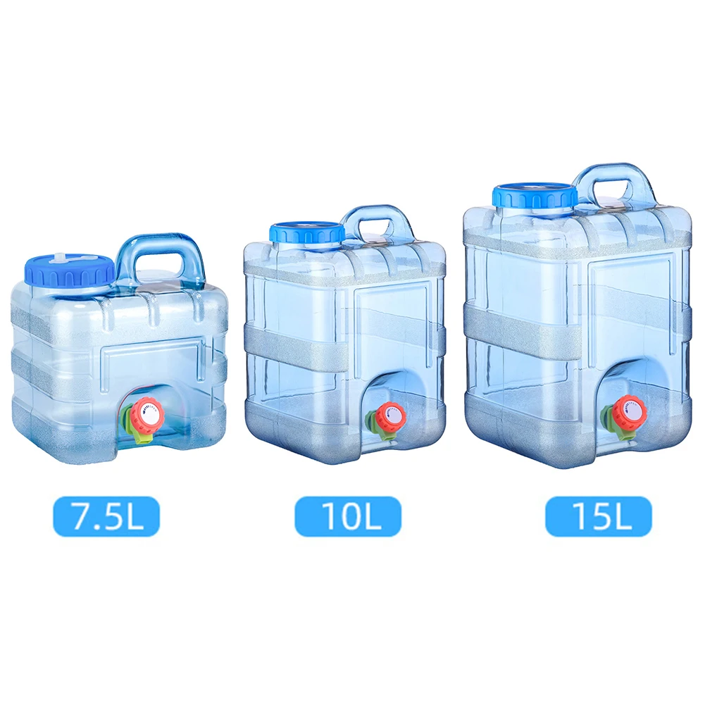 Large Capacity Camping Water Container with Faucet Portable Food Grade Water Buckets Available in 7.5 10 15 Liters