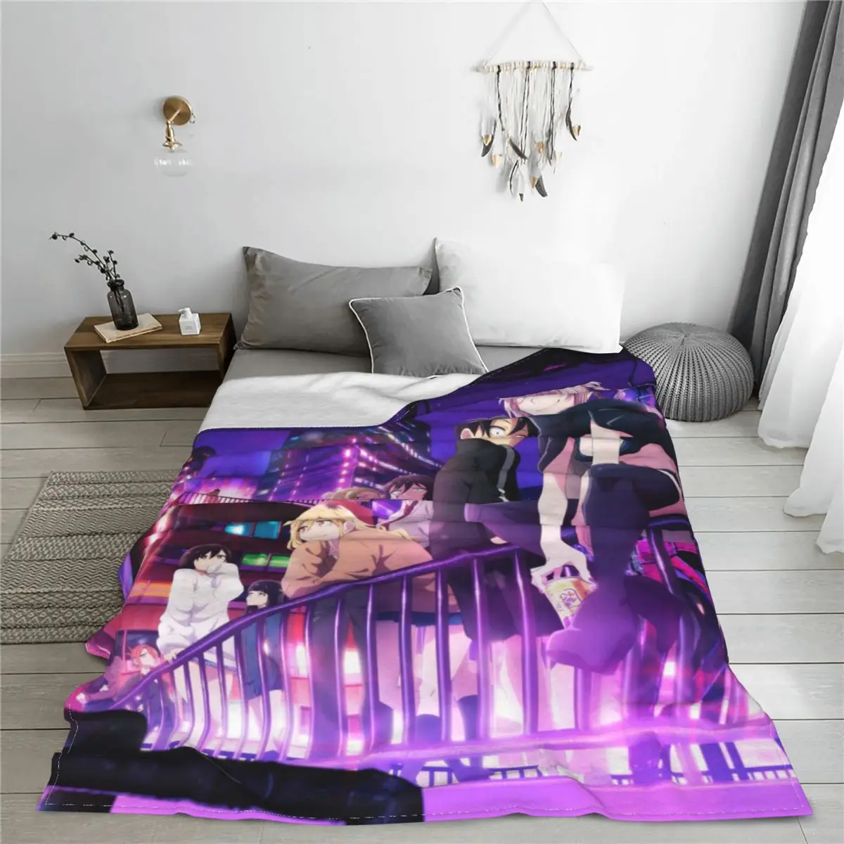Yofukashi No Uta Anime Flannel Blanket Call of the Night Awesome Throw Blanket for Home Bedspreads