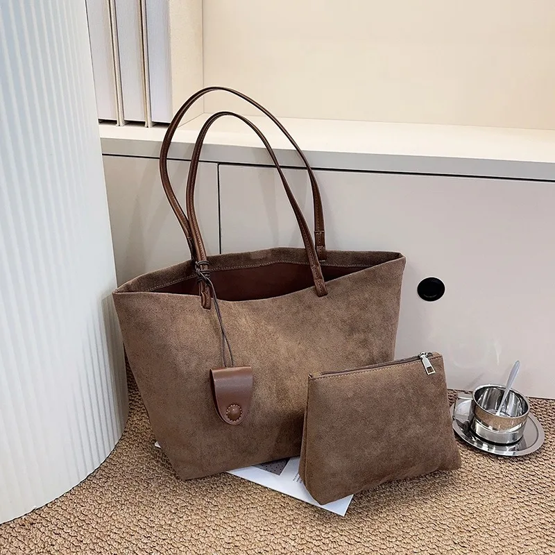 

Women's Soft Suede Shoulder Tote Bag Large Capacity Vintage Slouchy Casual Work Everyday Street