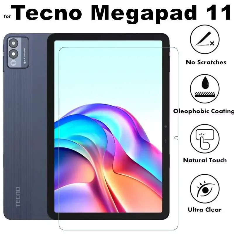 2Pcs HD Scratch Proof Screen Protector Tempered Glass for Tecno Megapad 11 2024 11 inch Hard Protective Film