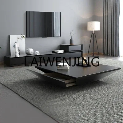 Italian light luxury TV cabinet coffee table combination Nordic minimalist size square integrated tea table