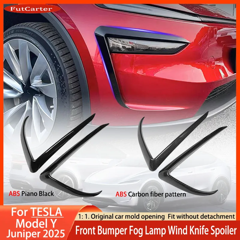 

Для Tesla Model Y Juniper 2025 ABS передний бампер противотуманная фара ветровой нож спойлер 1 пара автомобильная противотуманная фара накладка противотуманная фара брови