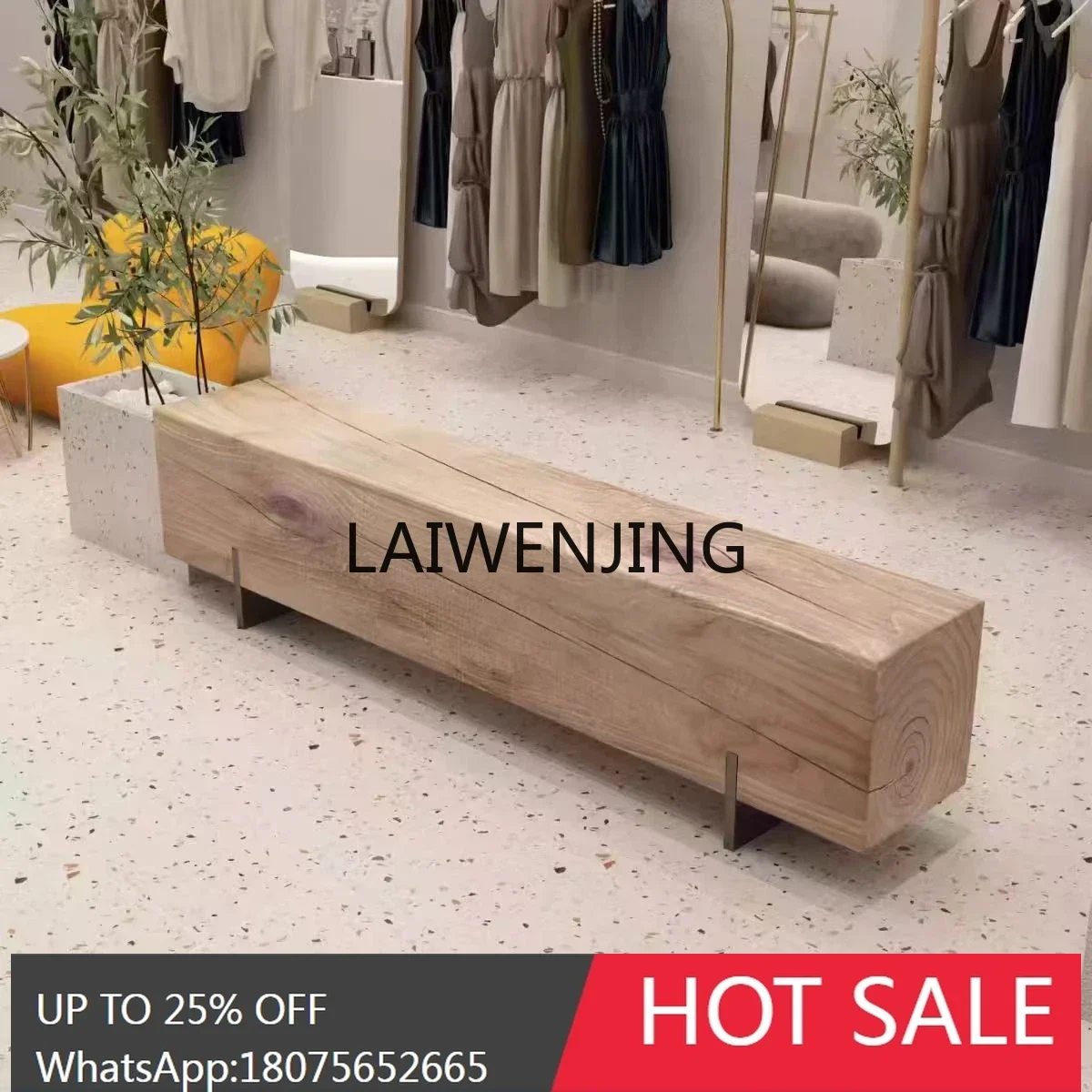 HLZ Home Long Strip  Cabinet Clothing Store Rest Stool Log Homestay Long Strip Shoe Changing Stool