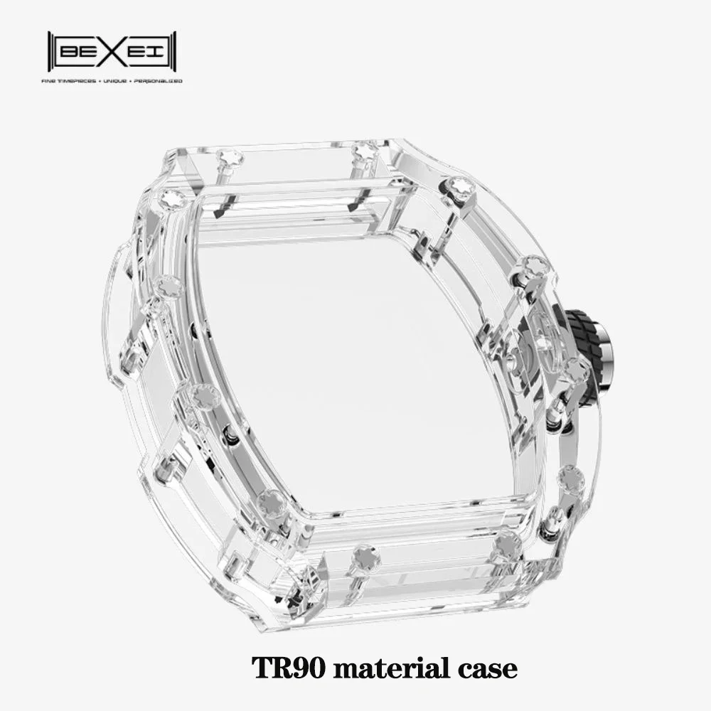 BEXEI 2025 ساعة شفافة للرجال ساعات يد ميكانيكية أوتوماتيكية ساعات هيكل عظمي مضيئة مقاومة للماء