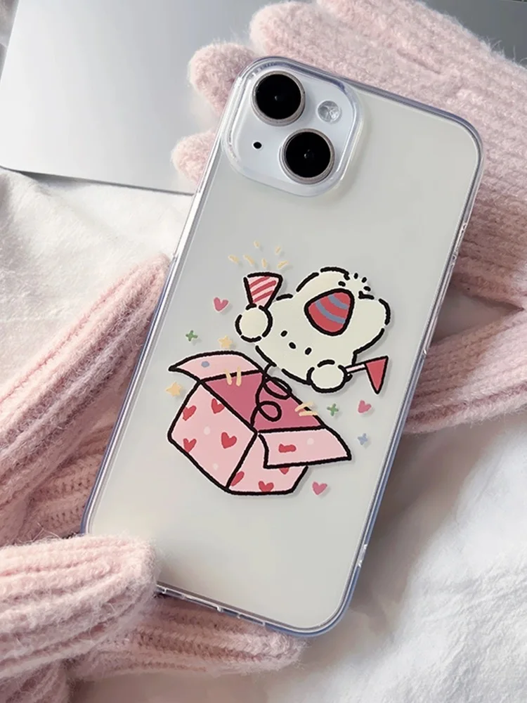 

Cute Transparent Surprise Rabbit for iPhone 15 ProMax 14 13 12 11 SE Half Pack Anti Drop Soft Phone Case mobile phone housing