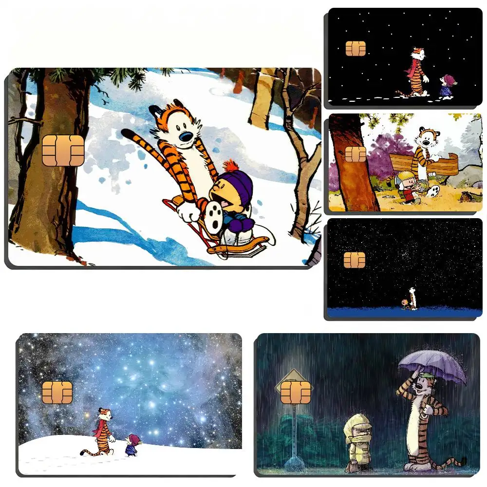Cartoon C-Calvin And Hobbes Bank Card Sticker Film Tape Skin For Credit Card Debit Card Waterproof Stickers