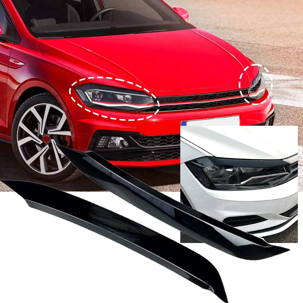 

2pcs Car Front Headlights Eyebrow Eyelids Trim Stickers Cover for VW POLO MK6 MK 6 2019 2020 2021 2022 2023