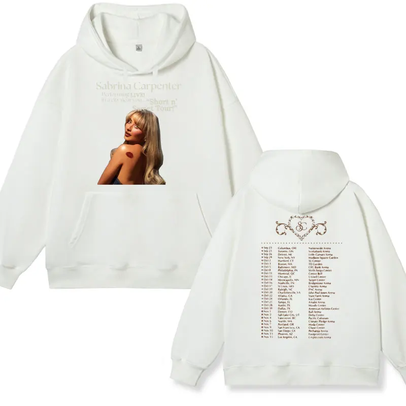 2024 Sabrina Carpenter Short N Sweet Tour Hoodie Fashion Aesthetic Hip Hop Sweatshirts Men Women Oversized Streetwear Pullover