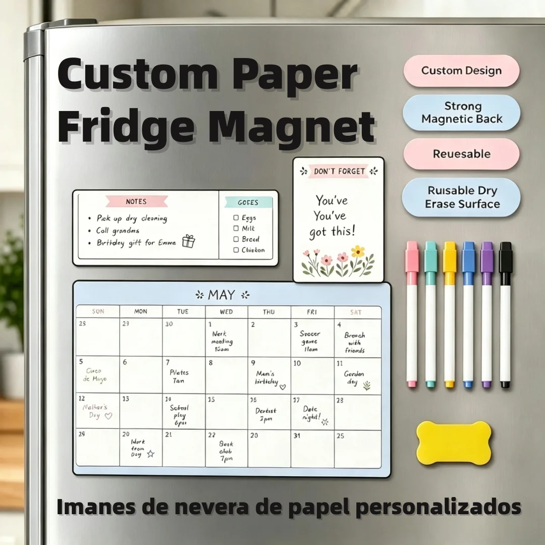 Custom Magnetic Whiteboard Fridge Sticker Magnetic Dry Erase Board Reusable Fridge Magnet Custom Paper Fridge Magnet