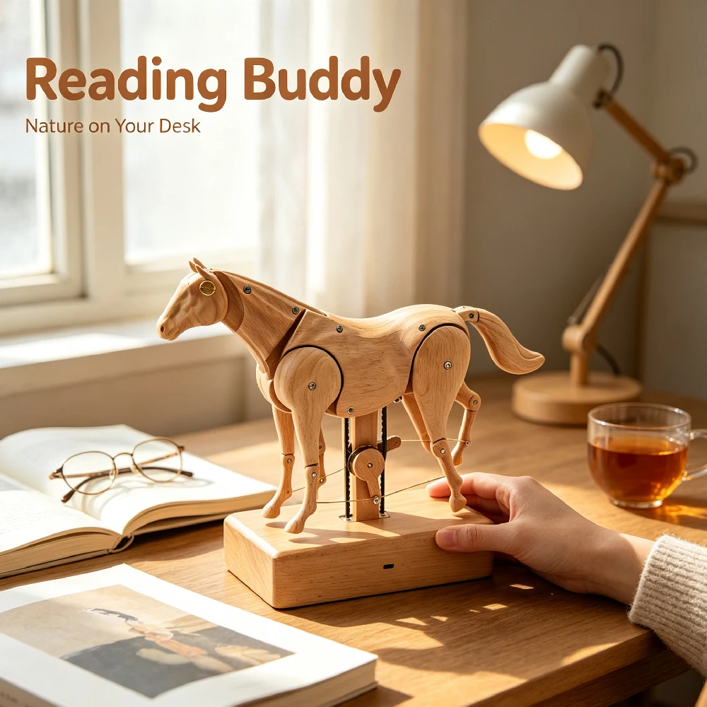Dynamic Wooden Automaton Horse Ornament Made of Solid Wood, Stylish Desktop Home Decor, Creative Birthday,Corporate Holiday Gift