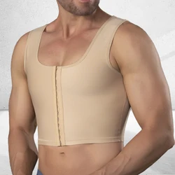 Back Support Body Shaper Men Slimming Chest Lifter Wide Strap Post Surgery Lipo Garment Shapewear Top Vest