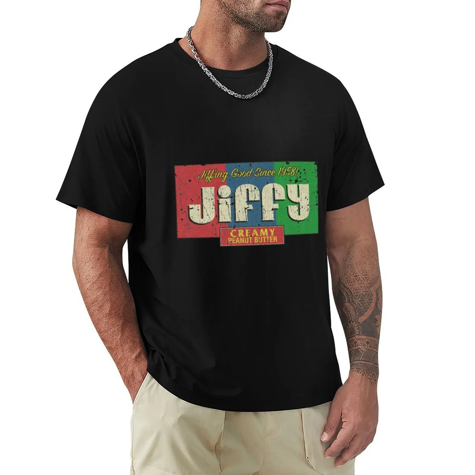 Mandela Effect Jiffy Peanut Butter 1958 T-Shirt summer top anime sports fans plus size clothes mens t shirts