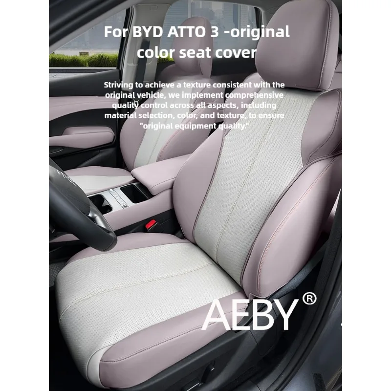 AEBY For BYD ATTO 3 Smart Driving Edition 2022-2025 All Season Car Seat Cover,Breathable Leather Seat Cushion,Season Protection