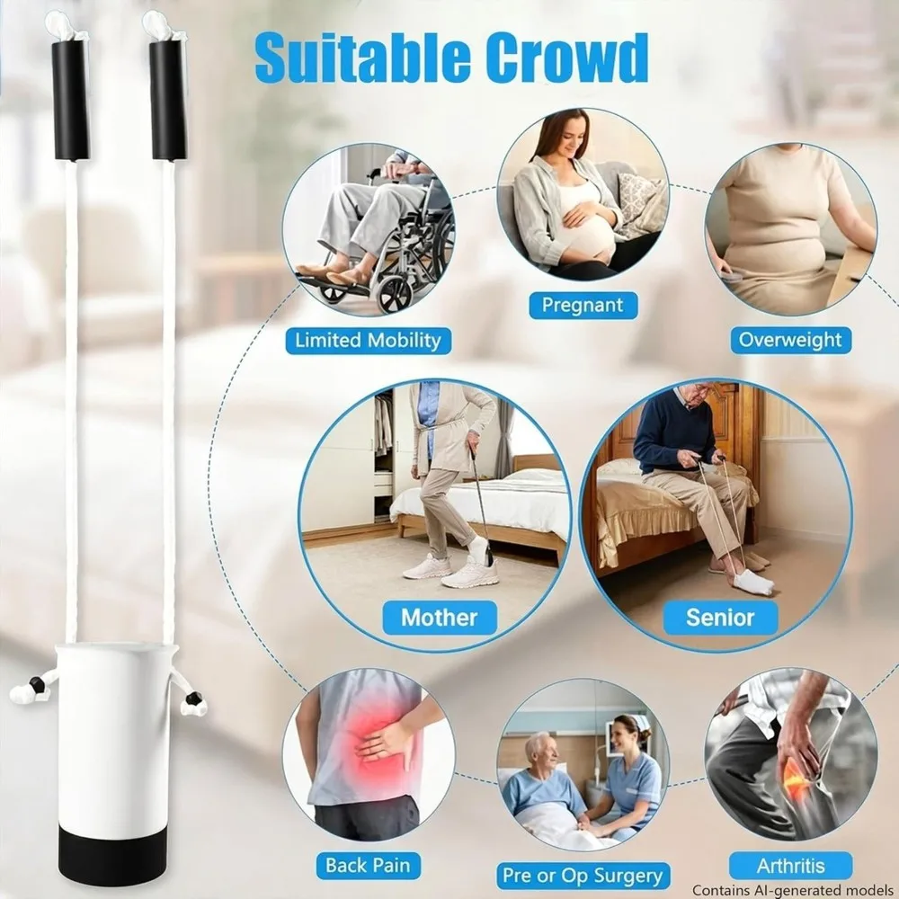 AA20-Sock Aid Kit For Seniors, For Putting On Socks Sock Helper With Adjustable Shoe Horn, Sock Assistant Device