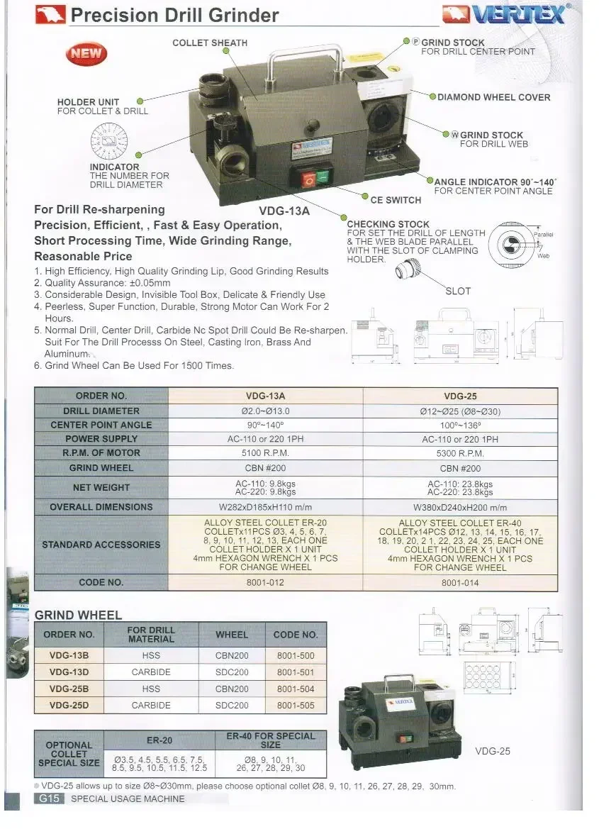 Precisieboorslijper VDG-13A Hoekpunt 2-13Mm Kleine Boorslijper Slijper #6
